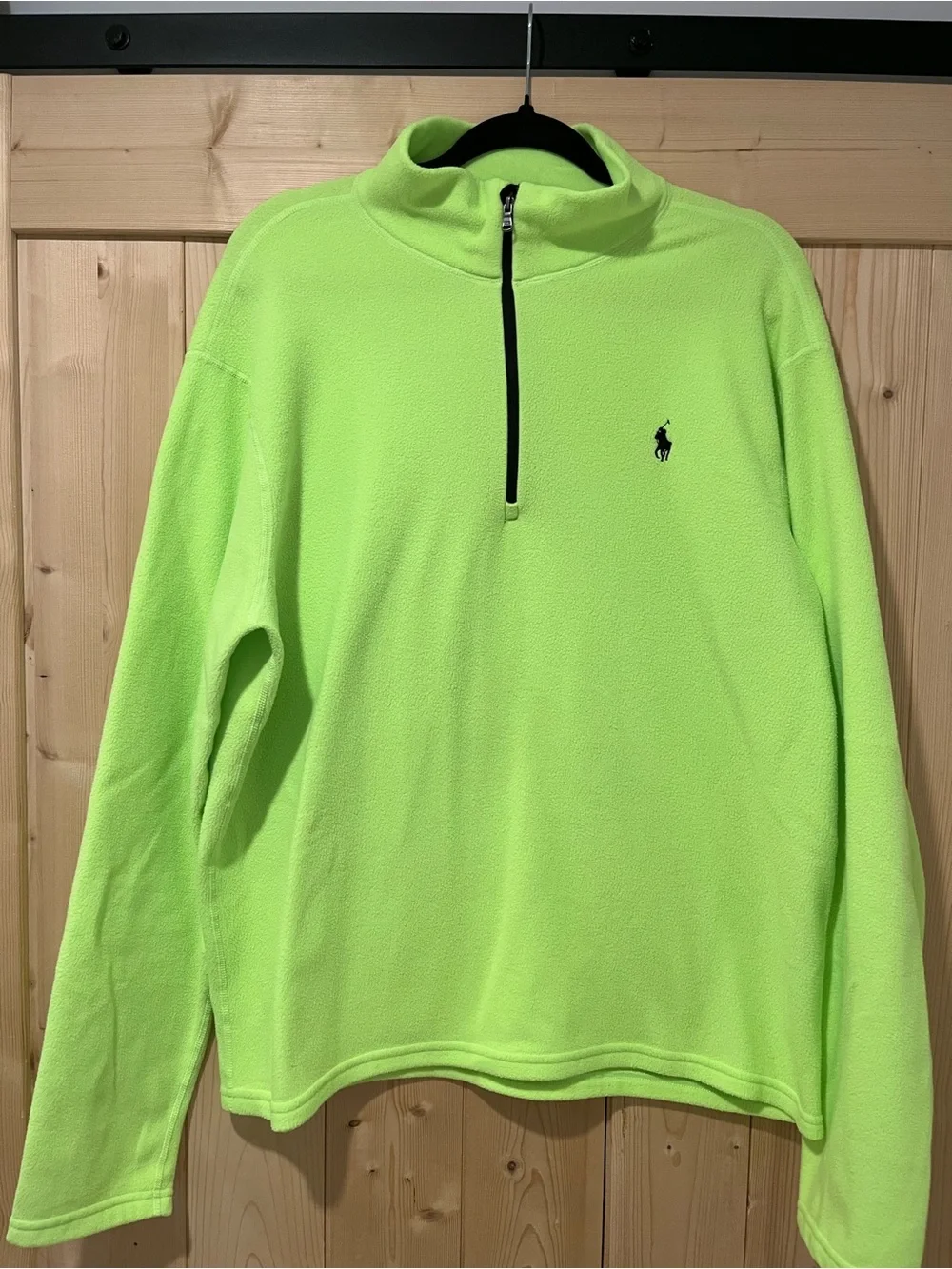 Ralph Lauren Men’s Neon Lime Quarter-Zip Fleece Pullover 🐎